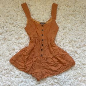 NWT Orange linen-like button up romper